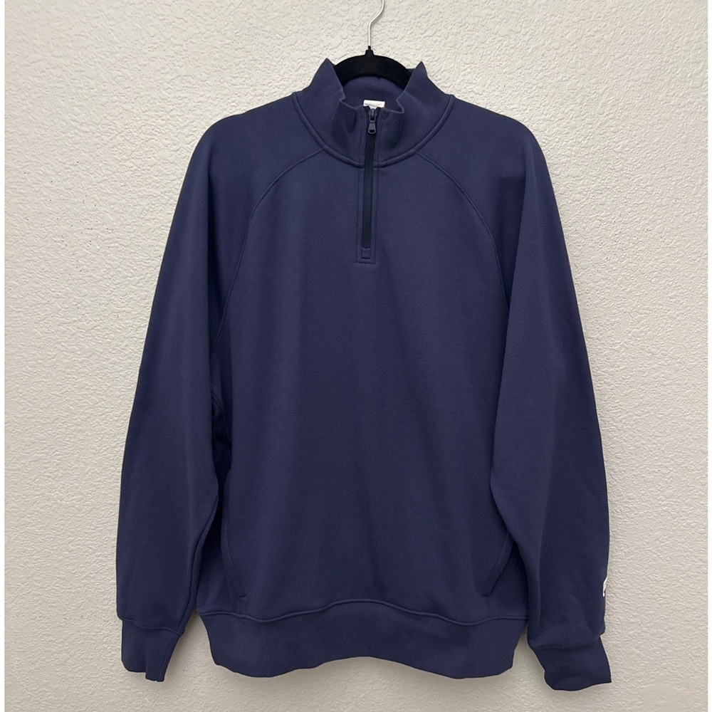Fabletics The Go-To Quarter Zip Deep Navy Pullover Sweatshirt Medium New